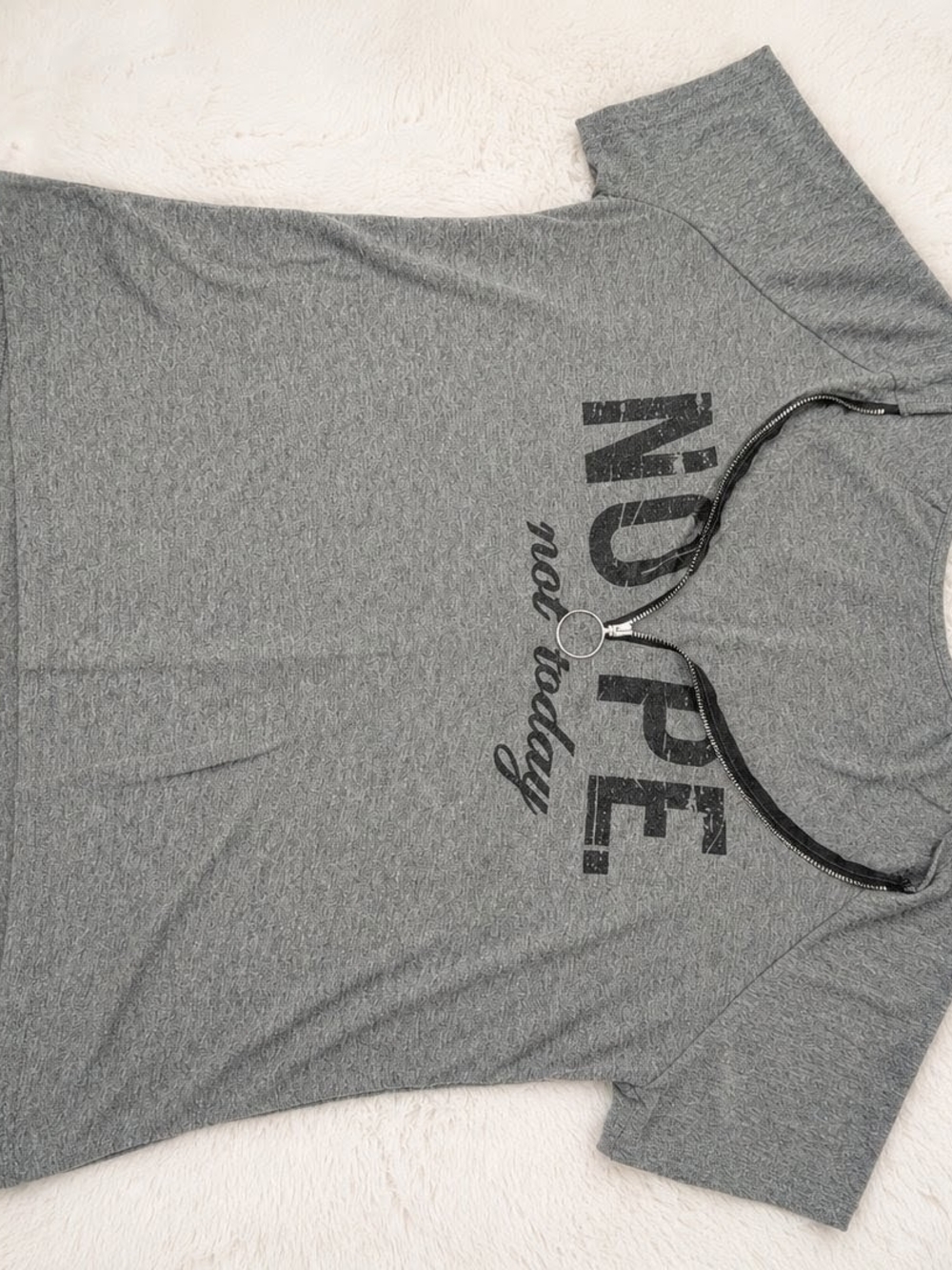 Nope Not Today Graphic Grey Short Sleeve Shirt